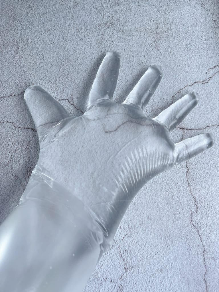 delivering long glove